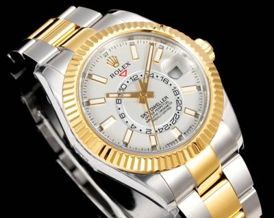 AR Factory Rolex Sky-dweller 42*14.5mm 316L Steel Two-tone Gold Oyster Bracelet 9002 Movement White Watch